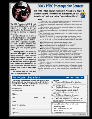 2003 Pennsylvania Photography Contest Entry Form
