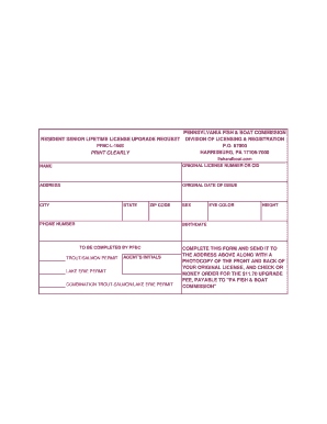 Pennsylvania Senior Lifetime License Upgrade Request