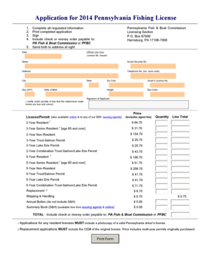 Pennsylvania Fishing License Application