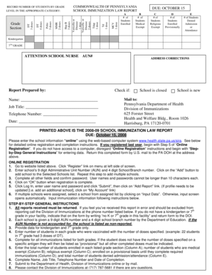 Pennsylvania School Immunization Law Report