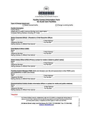 Facility Contact Information Form