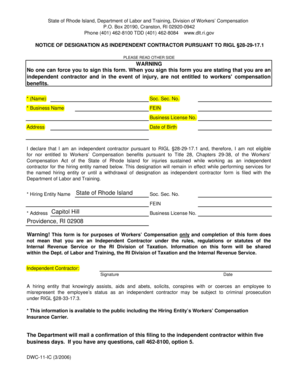 Rhode Island Independent Contractor Designation Form