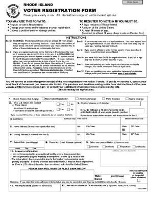 Rhode Island Voter Registration Form