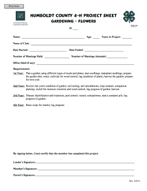 Humboldt County 4-H Project Sheet - unce unr