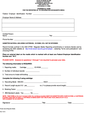 Rhode Island W-2 Magnetic Media Filing Requirements