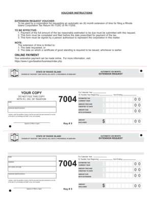 Rhode Island Corporation Tax Extension Request