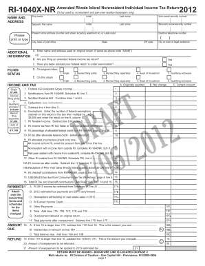 RI-1040X-NR Amended Tax Return
