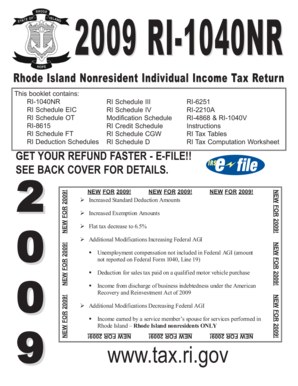 2009 Rhode Island Nonresident Income Tax Return