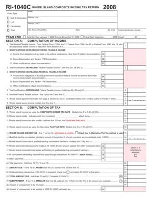Rhode Island Composite Income Tax Return 2008