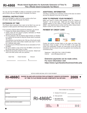 Rhode Island Tax Extension Form RI-4868C
