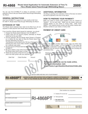 Rhode Island Form RI-4868 PT