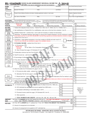 Rhode Island Nonresident Individual Income Tax Return