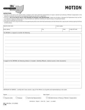 Workers' Compensation Motion Form