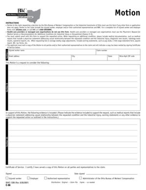 Ohio Bureau of Workers' Compensation Motion Form