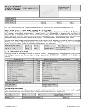AQ Permit Application Classification Form