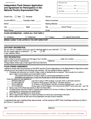 Independent Flock Owners Application and Agreement
