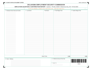 Oklahoma Employers Quarterly Contribution Report