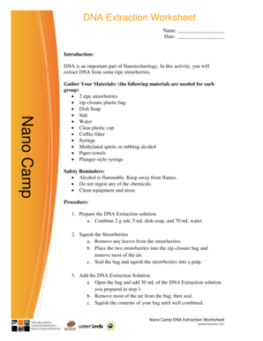 DNA Extraction Worksheet
