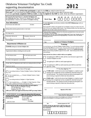 Oklahoma Volunteer Firefighter Tax Credit Form