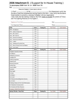 2008 Firefighter Training Verification Form