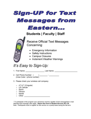 Campus Emergency Text Alerts Form