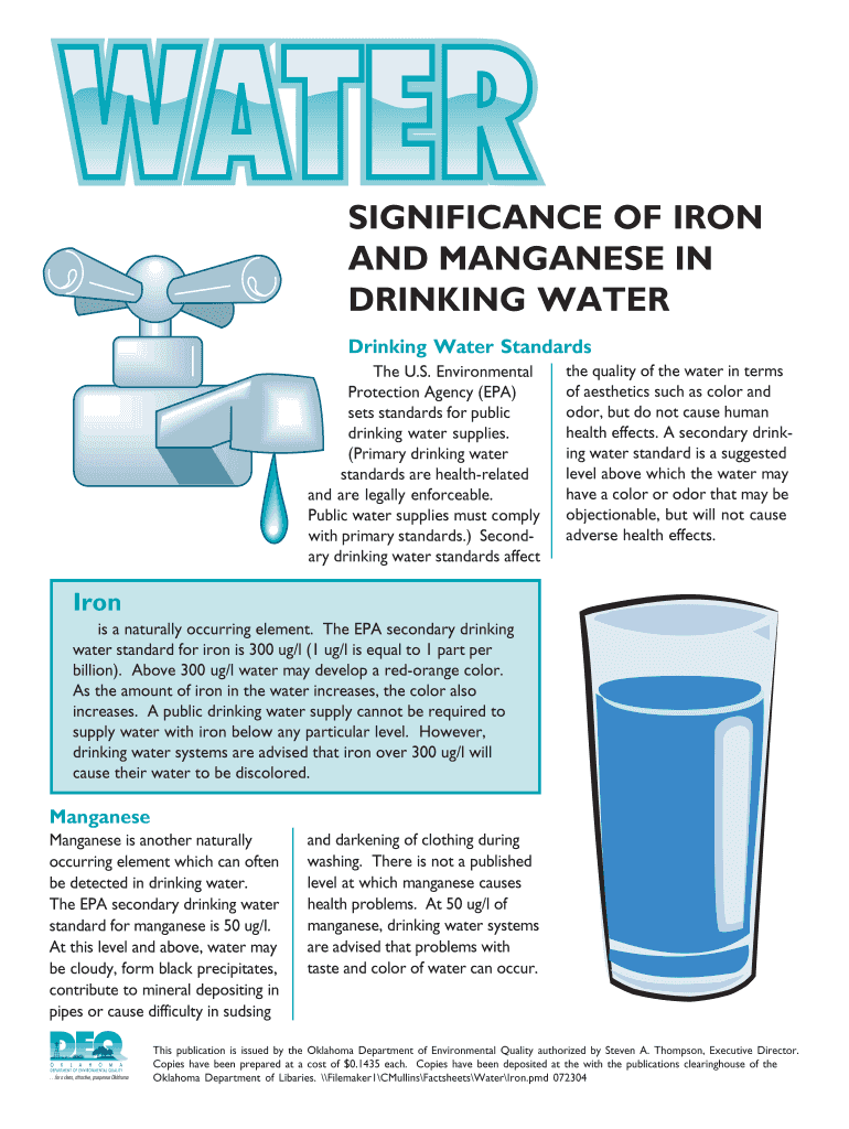 Fillable Online Secondary Drinking Water Standards Guidance for