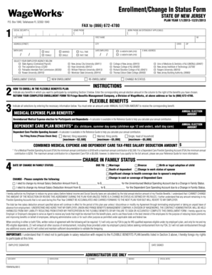 New Jersey Flexible Benefits Enrollment Form