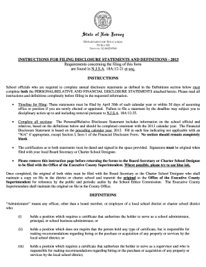 New Jersey School Ethics Disclosure Statements