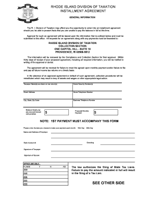 Rhode Island Tax Installment Agreement