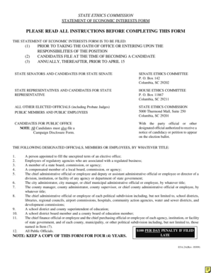 South Carolina Statement of Economic Interests Form