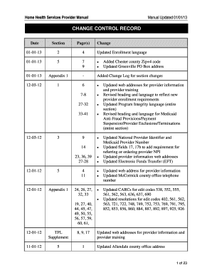 CHANGE CONTROL RECORD - SC DHHS - scdhhs