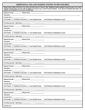 Inland Marine Insurance Form