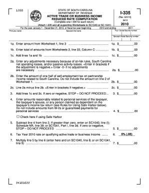 South Carolina I-335 Form