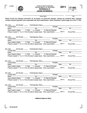 South Carolina Lease Schedule PT-300Z