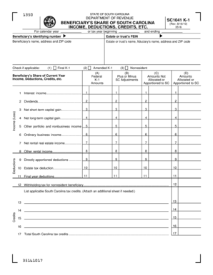 South Carolina SC1041 K-1 Form