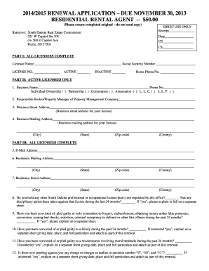 Residential Rental Agent License Renewal Form - South Dakota ... - dlr sd