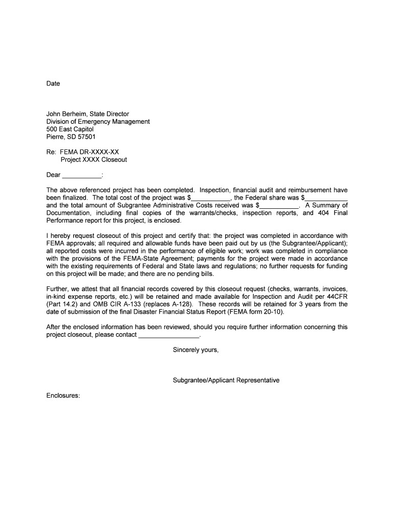 John Berheim, State Director Division of Emergency Management 500 East Capitol Pierre, SD 57501 Re F Preview on Page 1