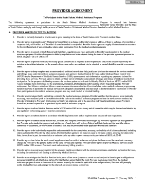 South Dakota Medical Assistance Provider Agreement