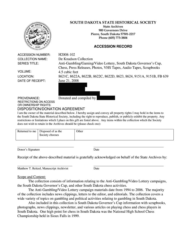 Example III - South Dakota State Historical Society Preview on Page 1