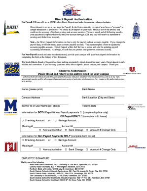 Direct Deposit Authorization Form