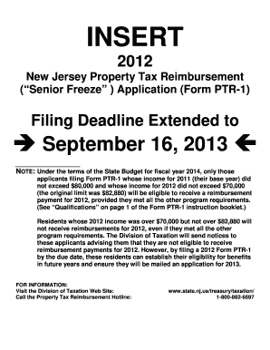 New Jersey Property Tax Reimbursement Application