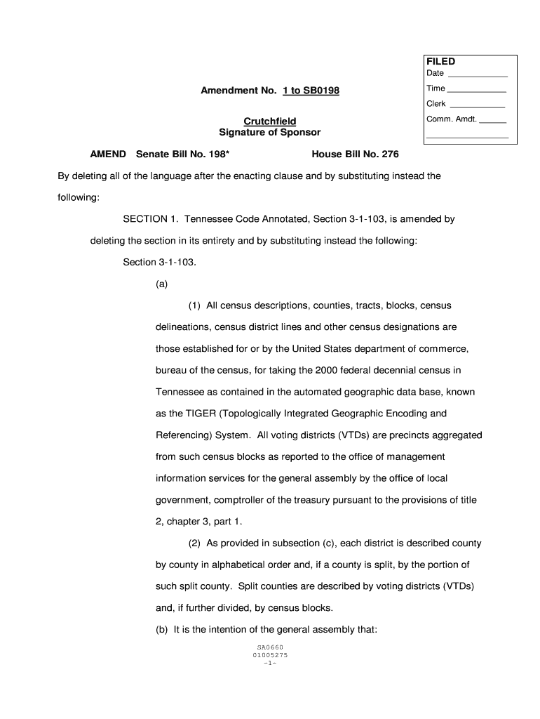 Amendment No 1 to SB0198 Crutchfield Signature of Sponsor Preview on Page 1