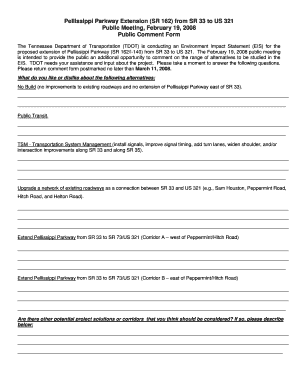 Tennessee Public Comment Form