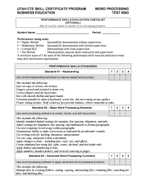 Utah CTE Skill Certificate Program Word Processing