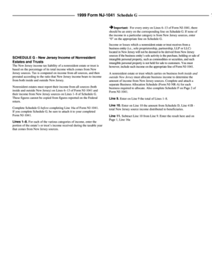 New Jersey Form NJ-1041 Schedule G