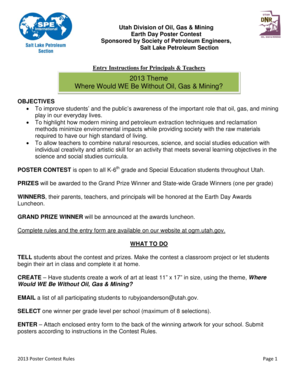 Utah Earth Day Poster Contest Entry Form