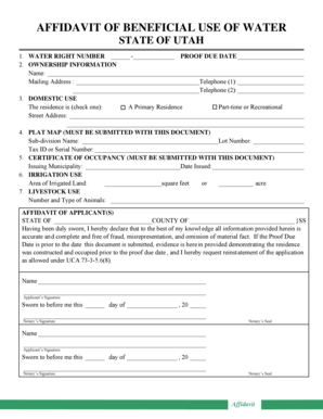 Affidavit of Beneficial Use of Water