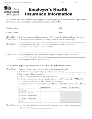 Employer Health Insurance Information Form