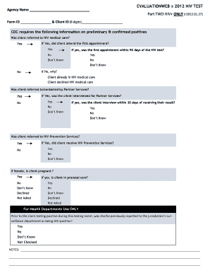 HIV Test Evaluation Form