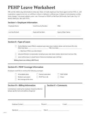 Utah PEHP Leave Worksheet